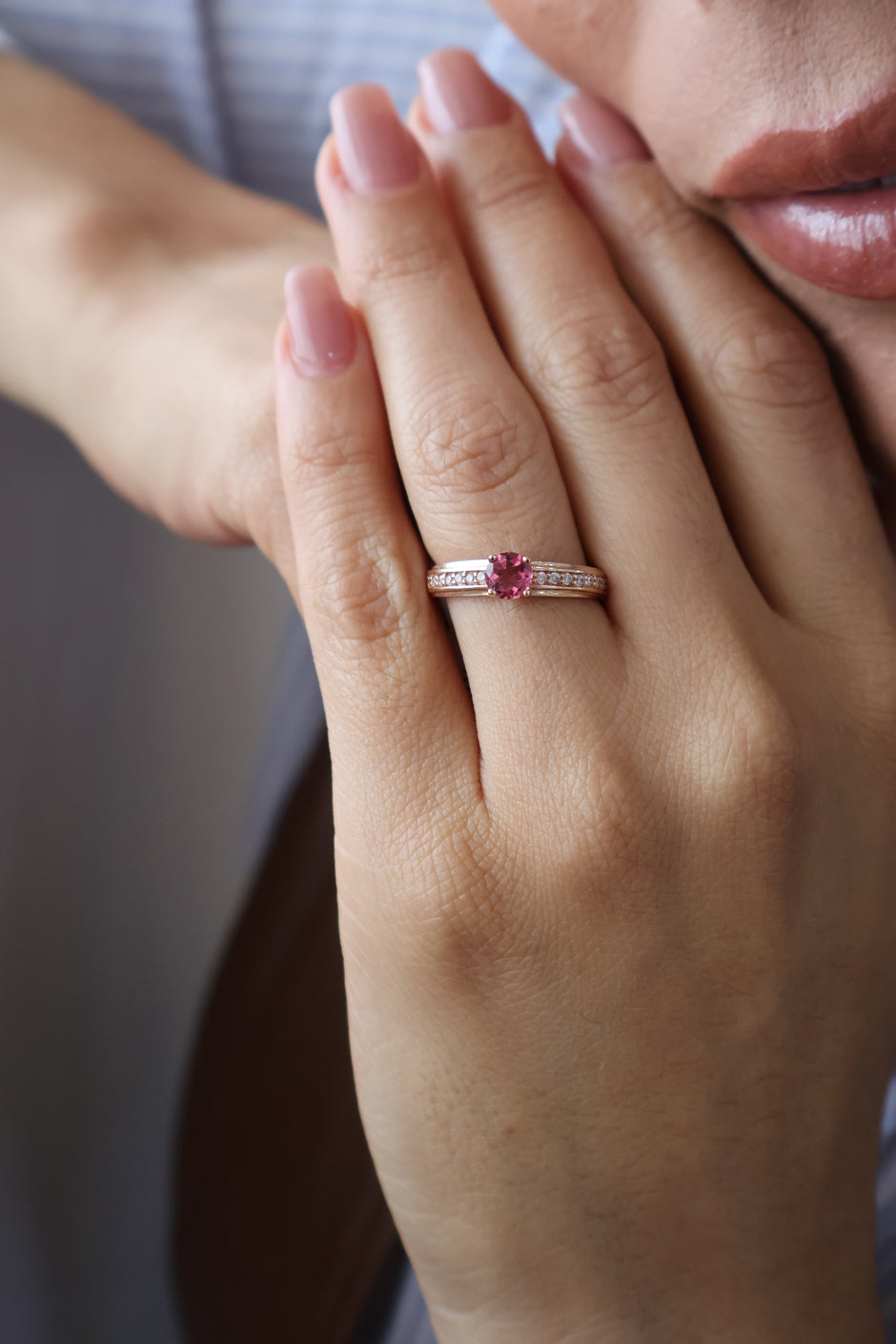 Anillo Constanza en Oro Rosa 14k con Turmalina 0.50 ct