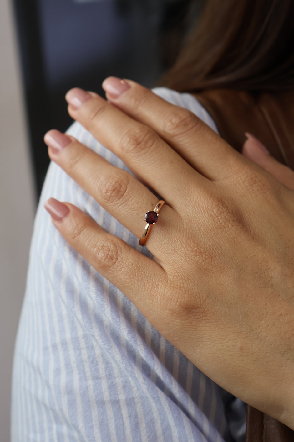 Anillo Leilani en Oro Rosa 14k con Rodolita 0.50 ct