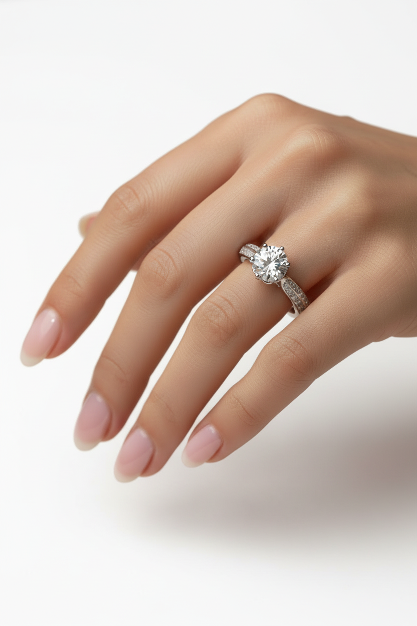 Anillo en Oro Blanco 10k con Circonia Mod.15631