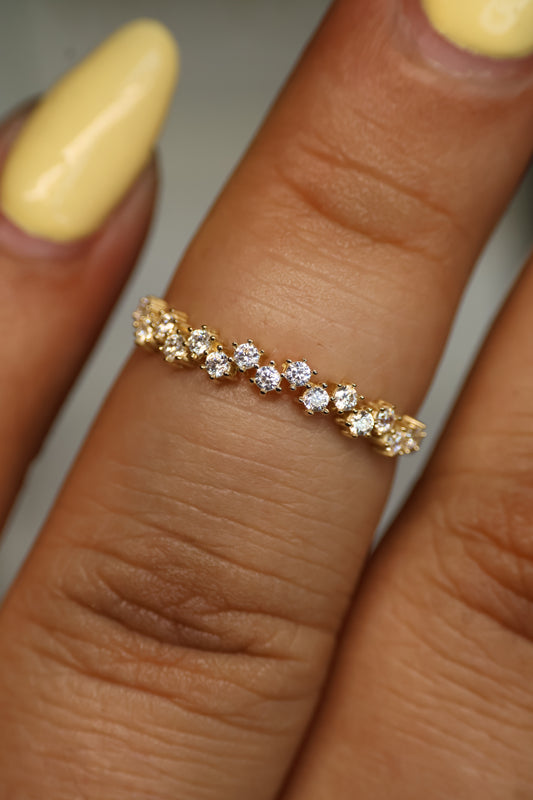 Media Churumbela en Oro Amarillo 14k con Circonias Mod.15918 Talla #6