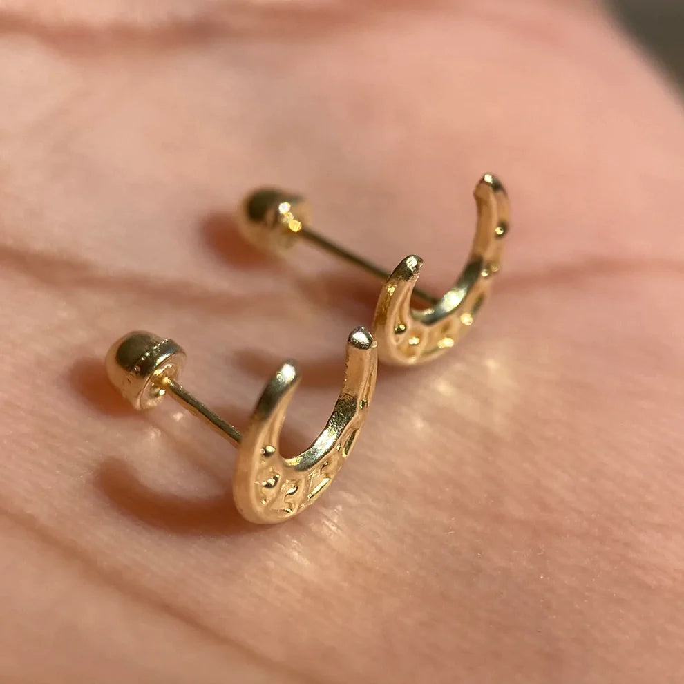 Broqueles Luna con Estrella en Oro Amarillo 10k Cod. Bro323