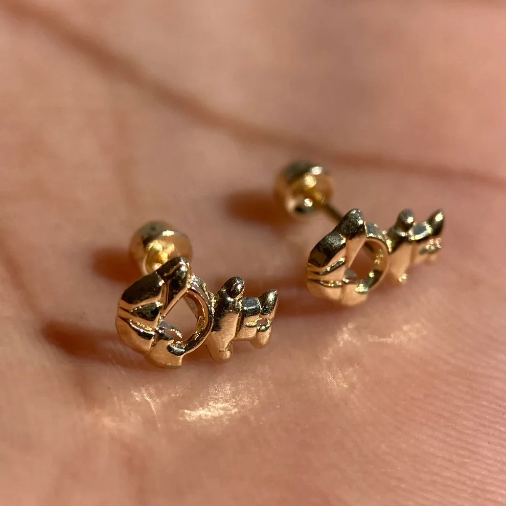Broqueles Niño con Cahucha en Oro Amarillo 10k Cod. BRO293 8mm