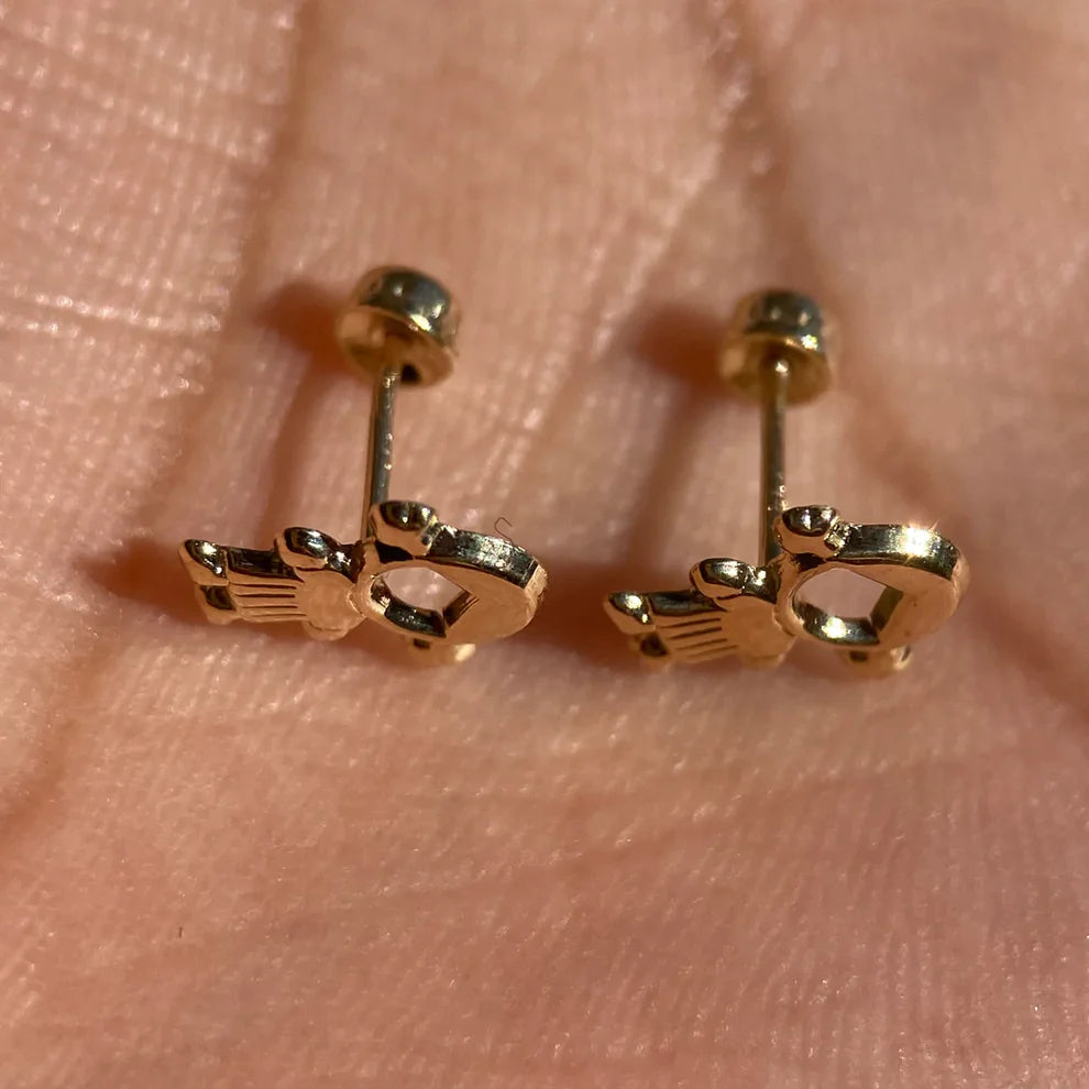 Broqueles Niña con Colitas en Oro Amarillo 10k Cod.294 8mm