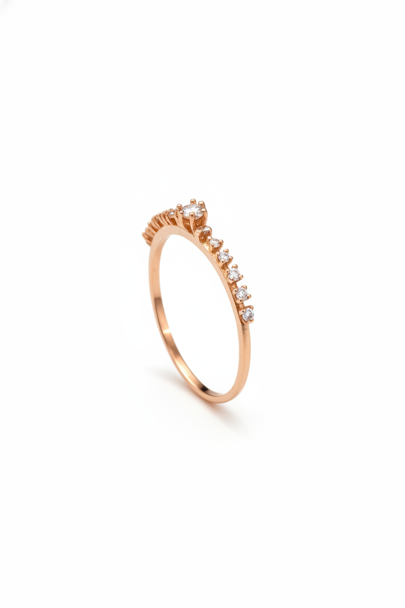 Anillo Danielle en Oro Rosa de 14k con Circonias