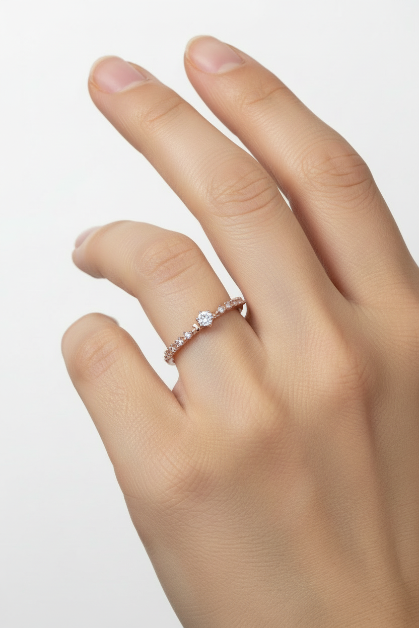 Anillo Danielle en Oro Rosa de 14k con Circonias