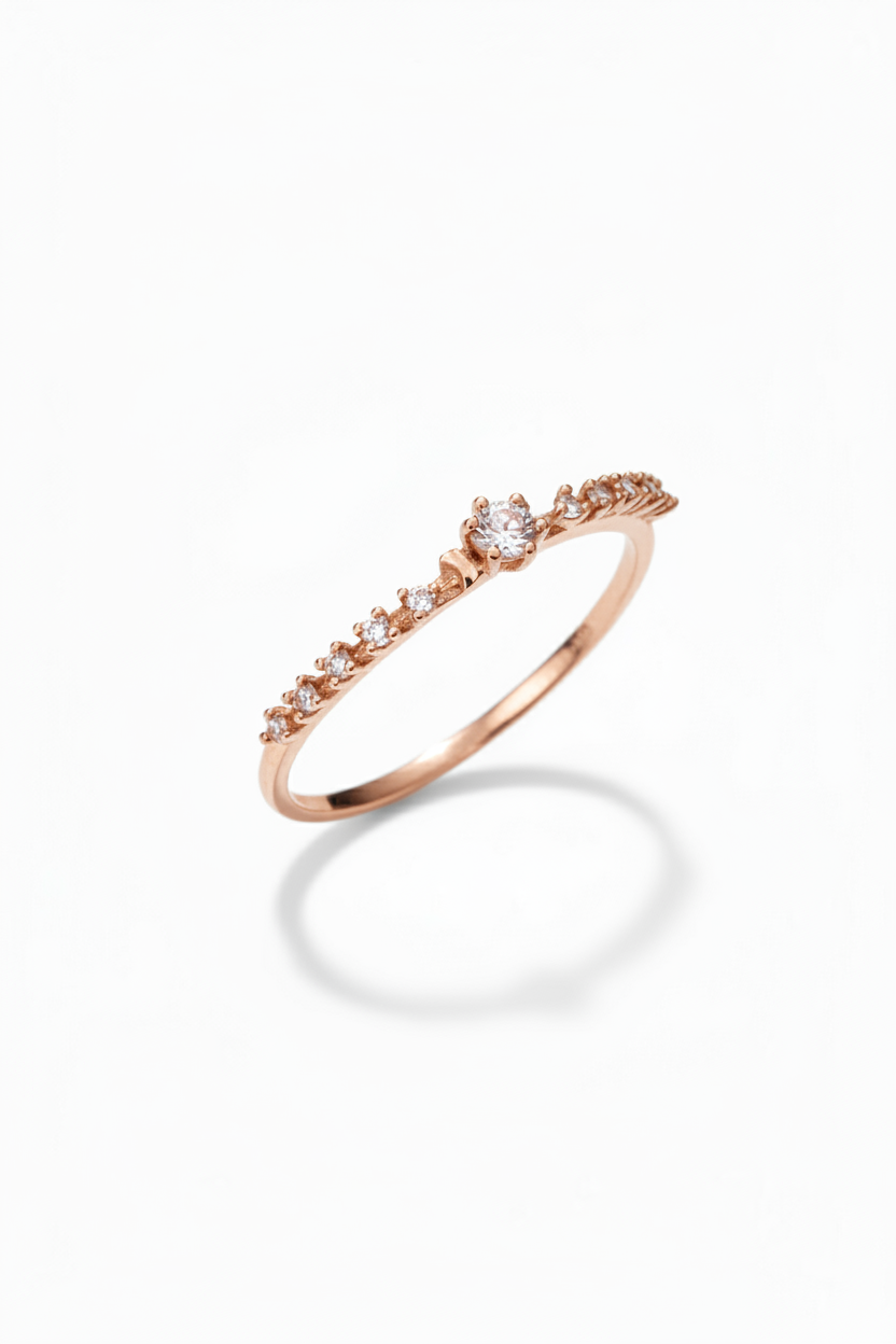Anillo Danielle en Oro Rosa de 14k con Circonias