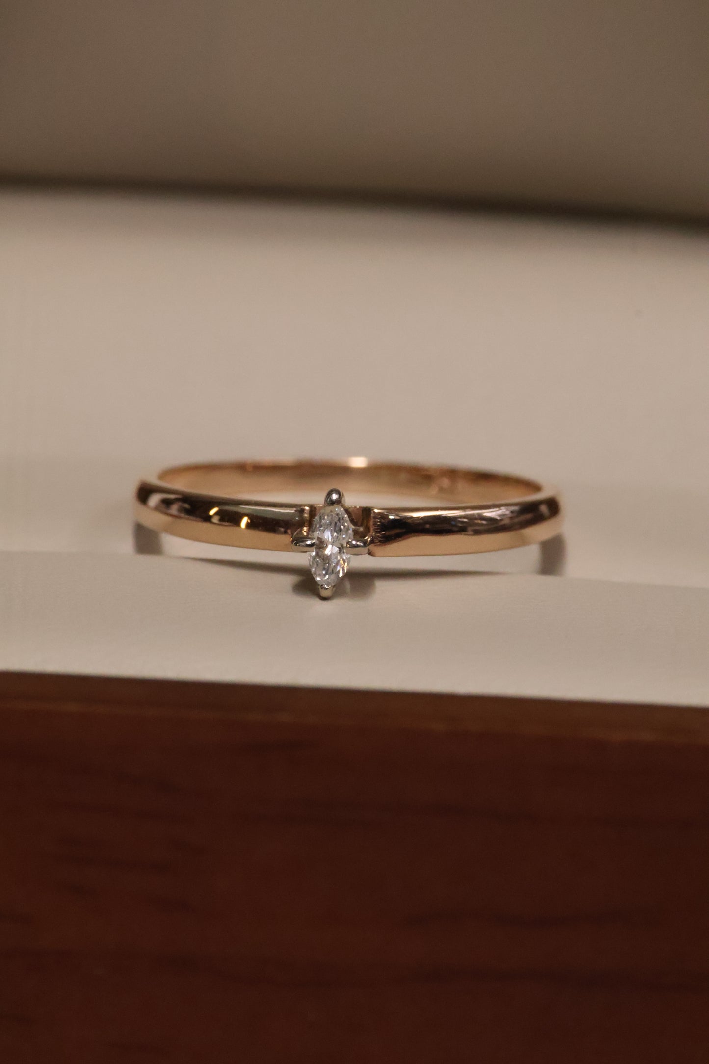 Anillo OF2001 en oro rosa 14k diamante natural .07ct