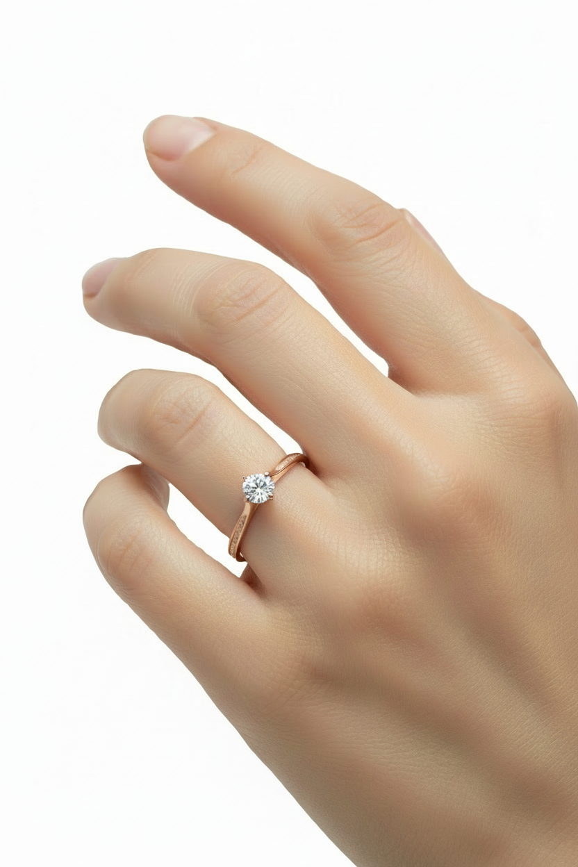 Anillo Lahia en oro rosa 10k con circonia