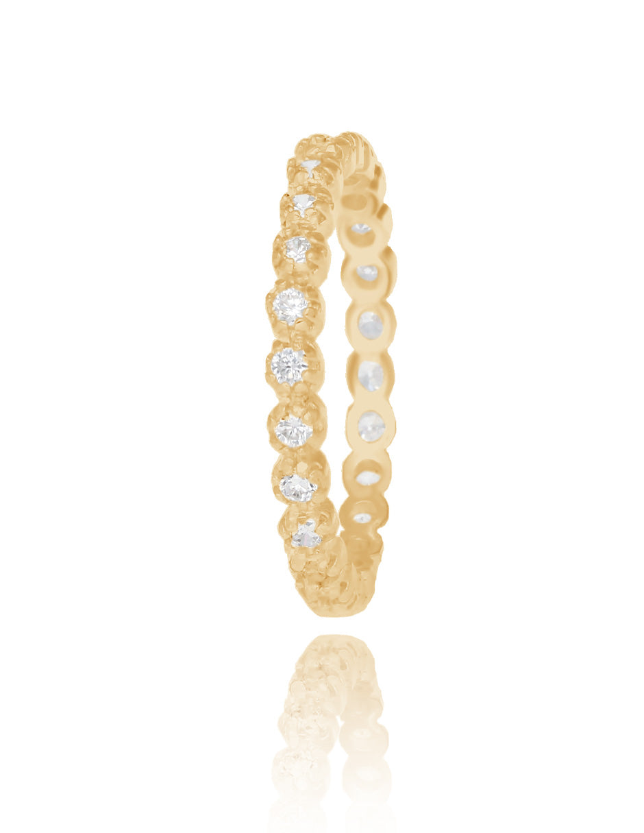 Churumbela Leah en oro amarillo 14k con circonias Mod.8473 Talla #7