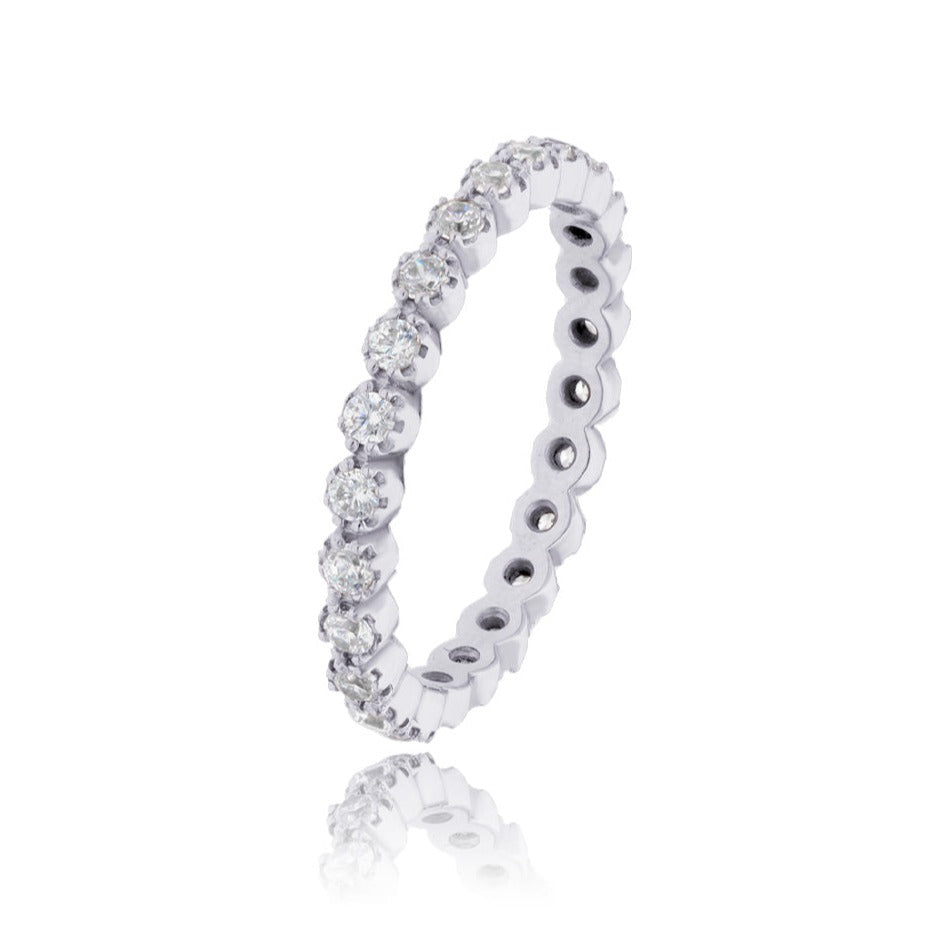 Anillo churumbela Leah en plata con circonias