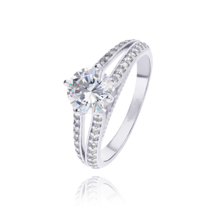 Anillo Lewis en plata con circonias