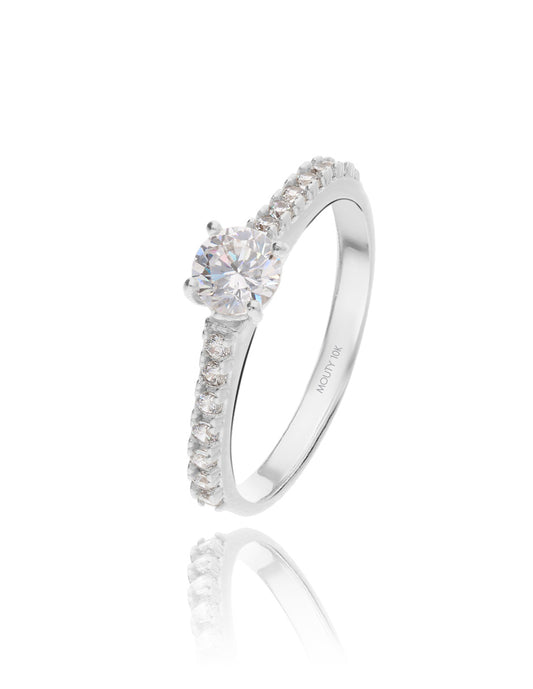 Anillo London en oro blanco 10k con circonias
