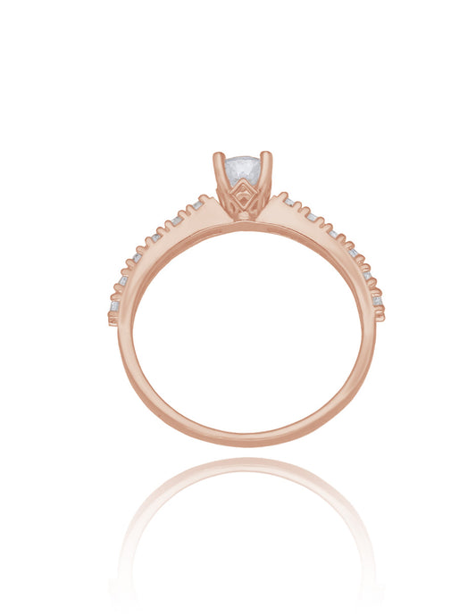 Anillo London en oro rosa 18k con circonias