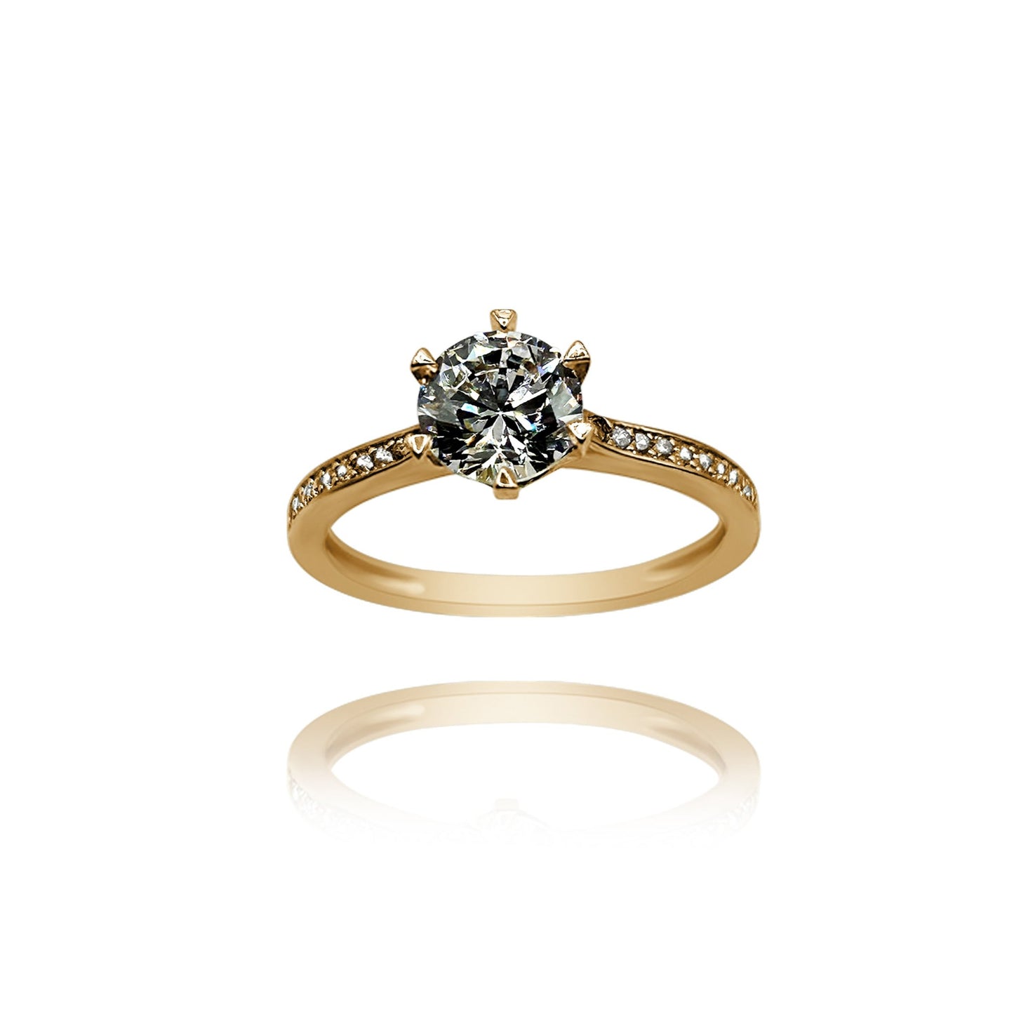 10k yellow gold ring with round zirconia Code: MAN315