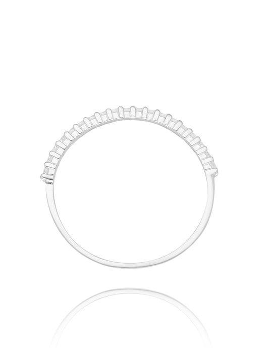 Anillo media churumbela Maybe en oro blanco 14k con circonias