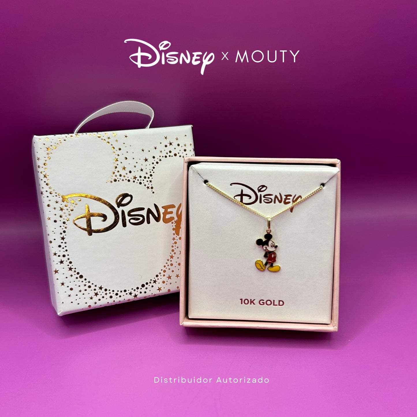 Collar cuerpo completo mickey esmaltado en oro amarillo 10k