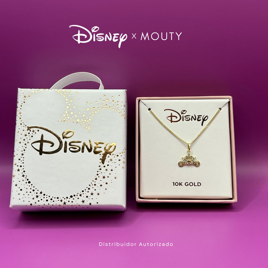 Collar Carruaje con circonias en oro amarillo 10k Disney®️ (50cm)