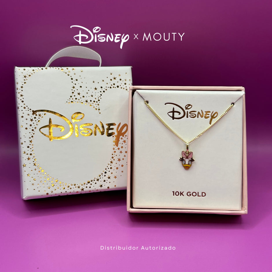 Collar Daisy Duck esmaltada en oro amarillo 10k Disney®️ (50cm)