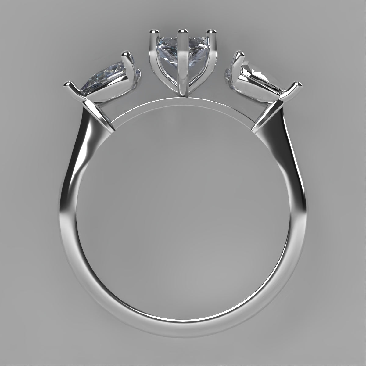 Anillo Osiris en platino corte marquise con circonia