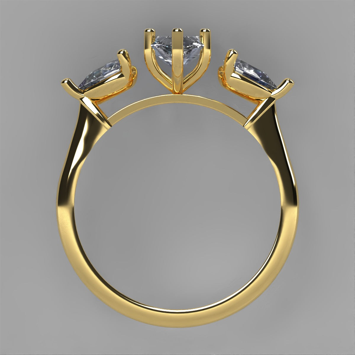 Anillo Osiris en oro amarillo corte marquise con circonia