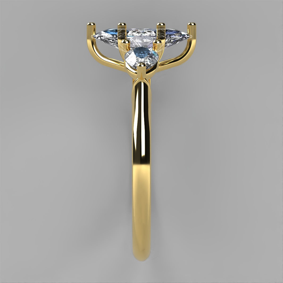 Anillo Osiris en oro amarillo corte marquise con diamante de laboratorio IGI