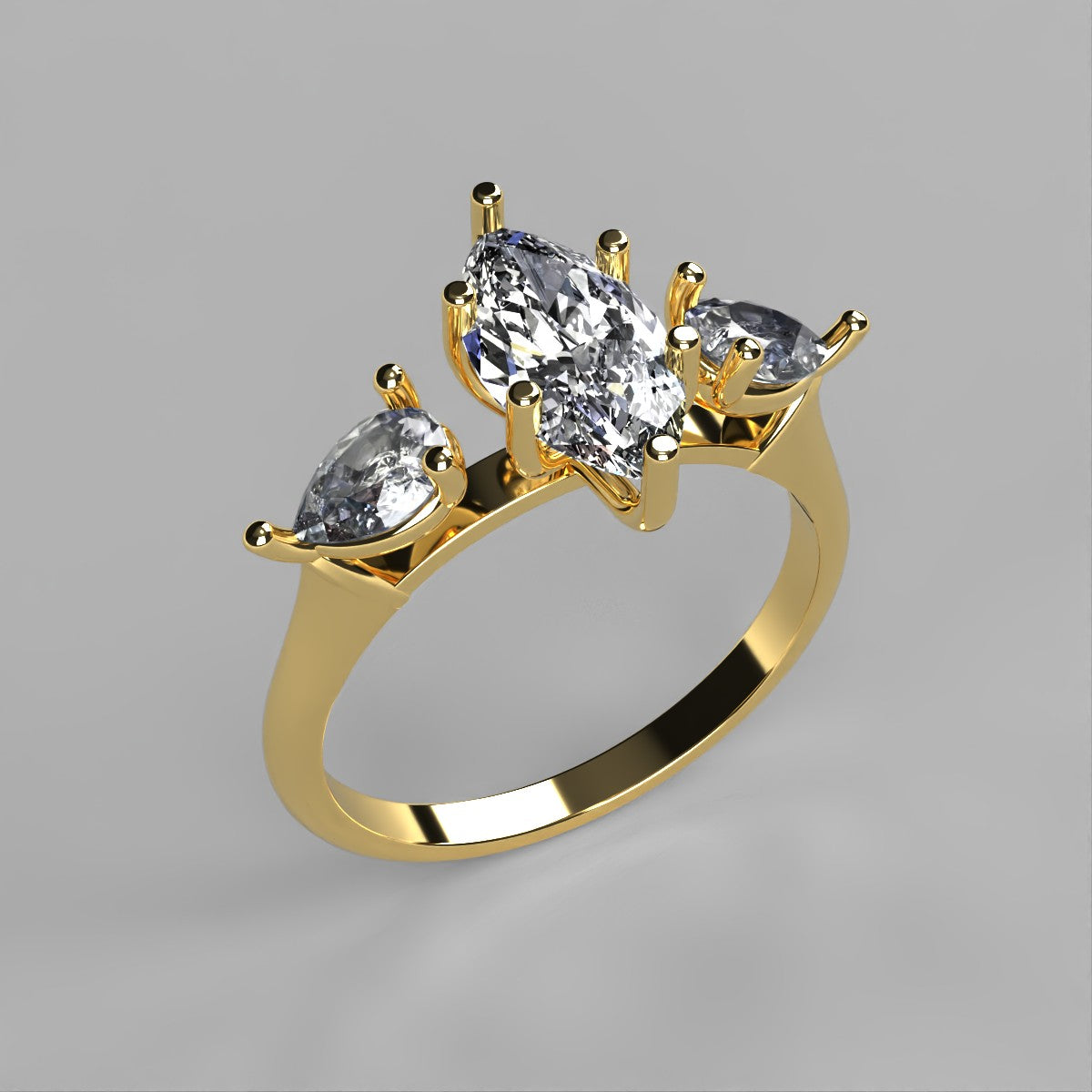 Anillo Osiris en oro amarillo corte marquise con diamante de laboratorio IGI