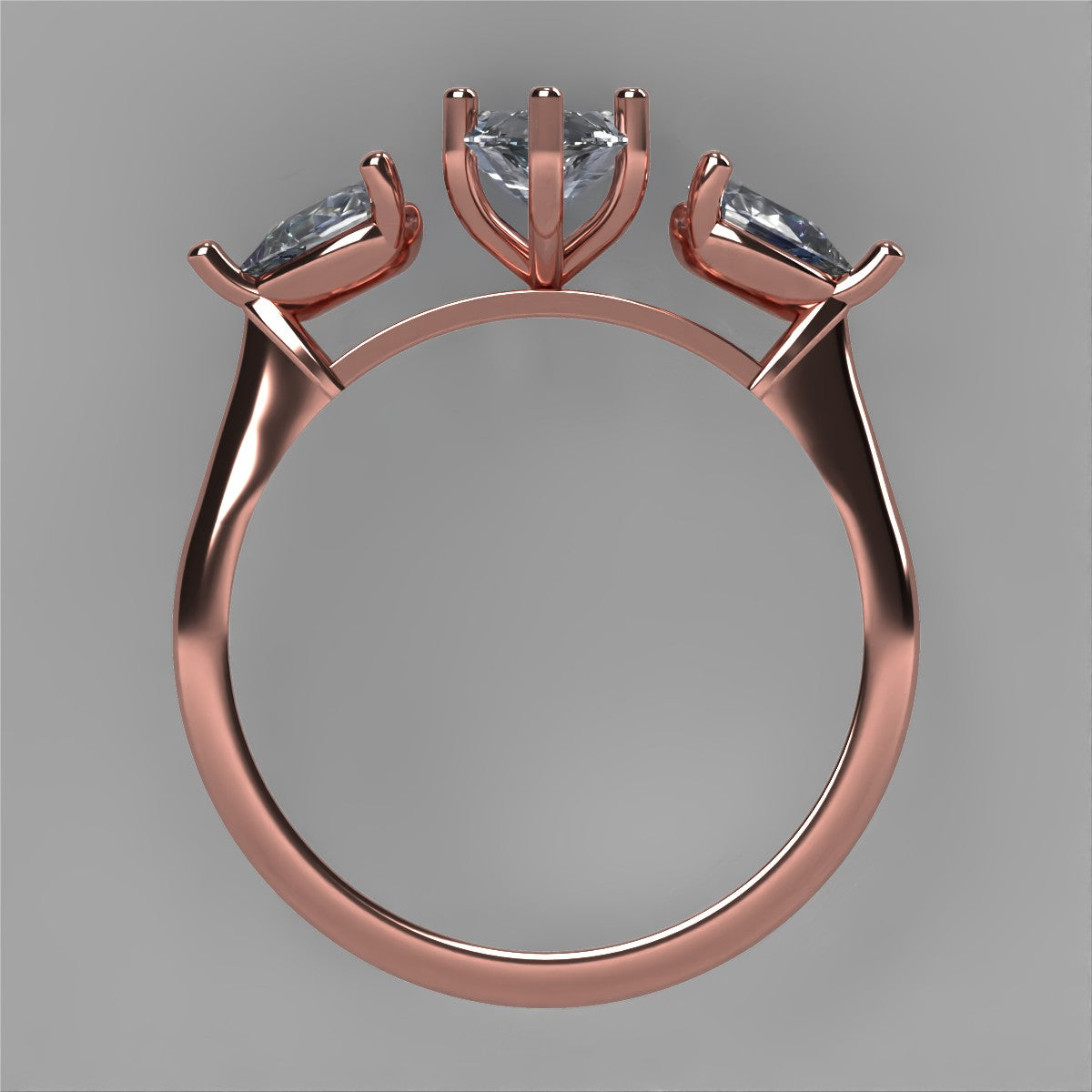 Anillo Osiris en oro rosa corte marquise con diamante de laboratorio IGI