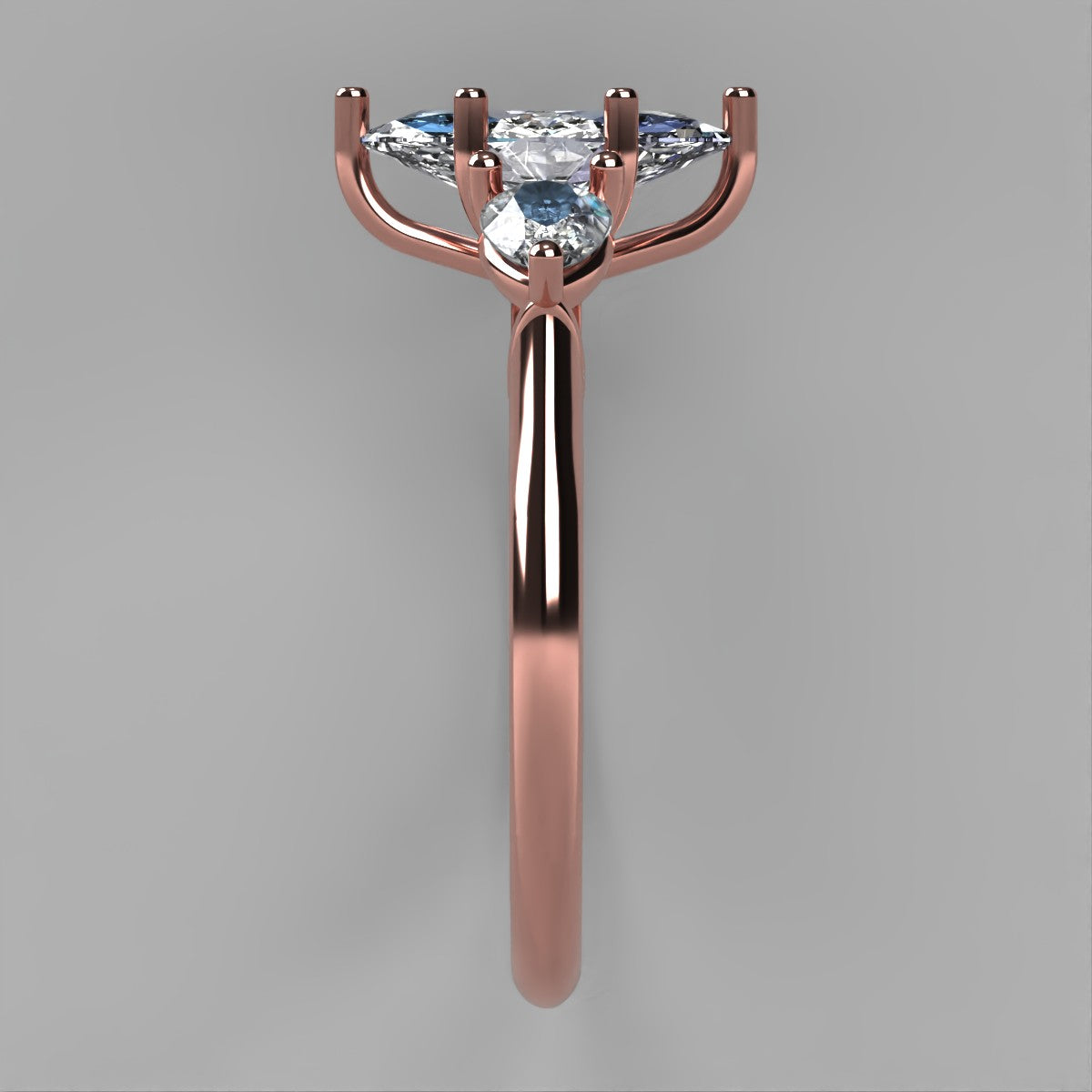 Anillo Osiris en oro rosa corte marquise con diamante de laboratorio IGI