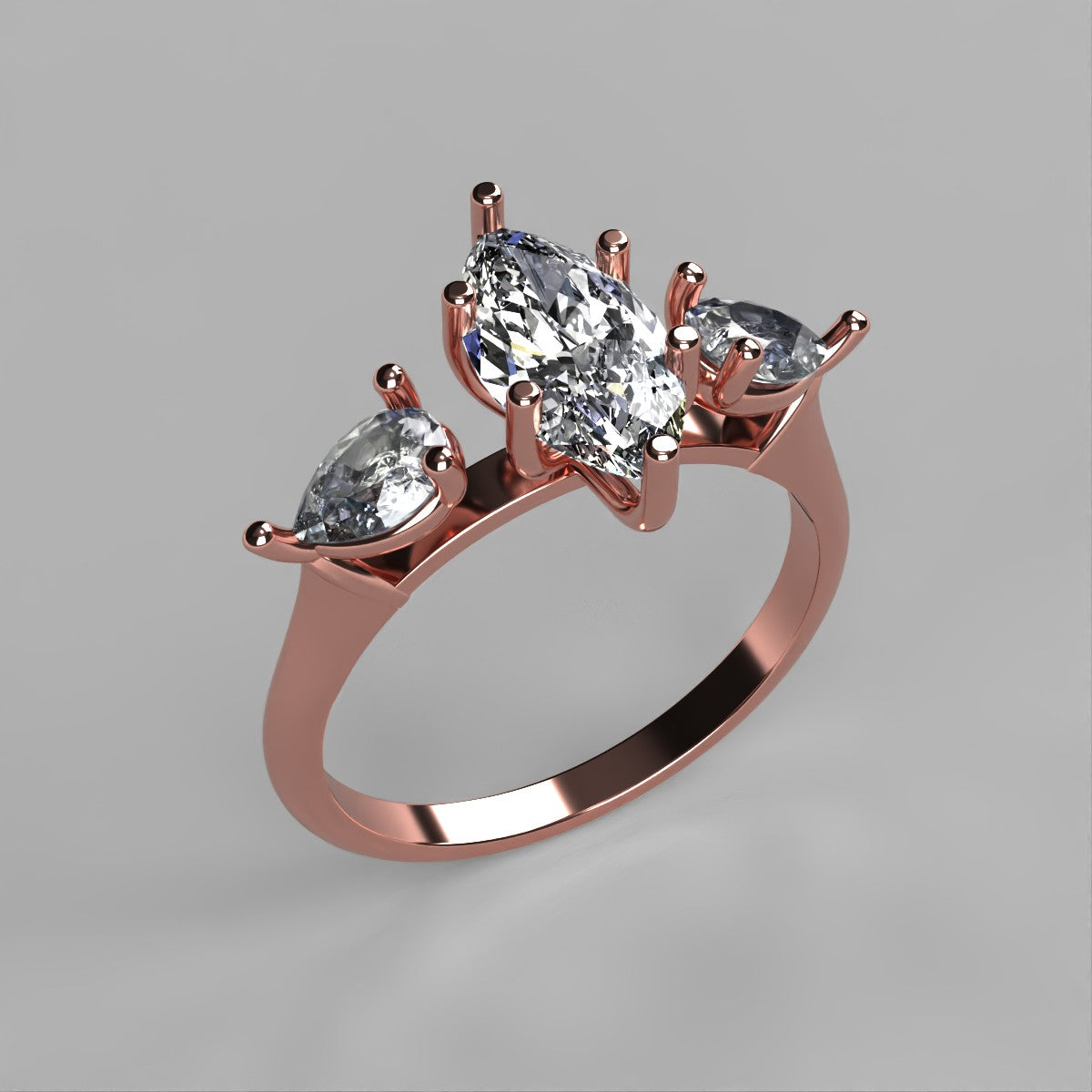 Anillo Osiris en oro rosa corte marquise con diamante de laboratorio IGI