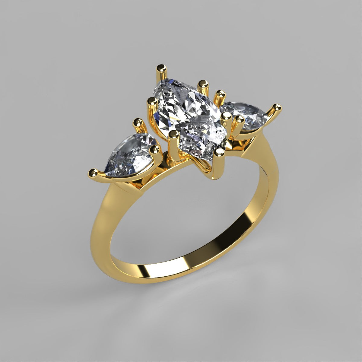 Anillo Osiris en oro con circonia corte Marquise