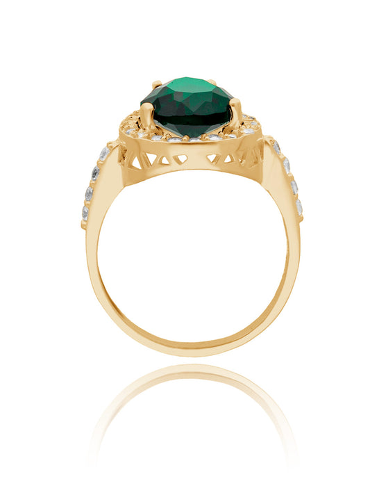 Anillo Polet en oro amarillo 14k con circonia verde inspirado en Hurrem