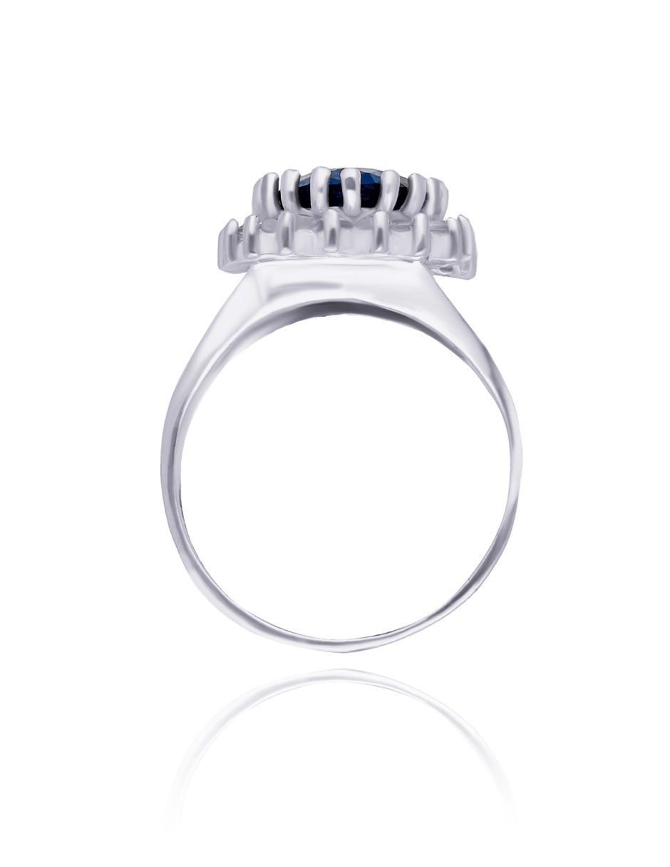 Anillo Renata en plata con circonia azul (Lady Di)