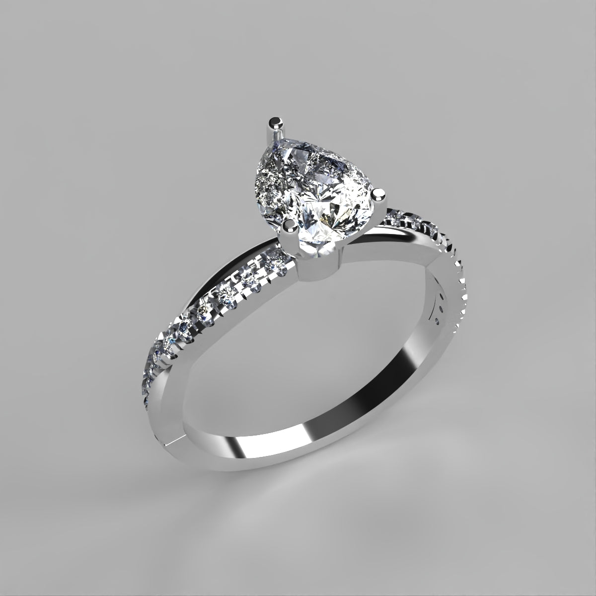 Anillo Slim en oro corte pera