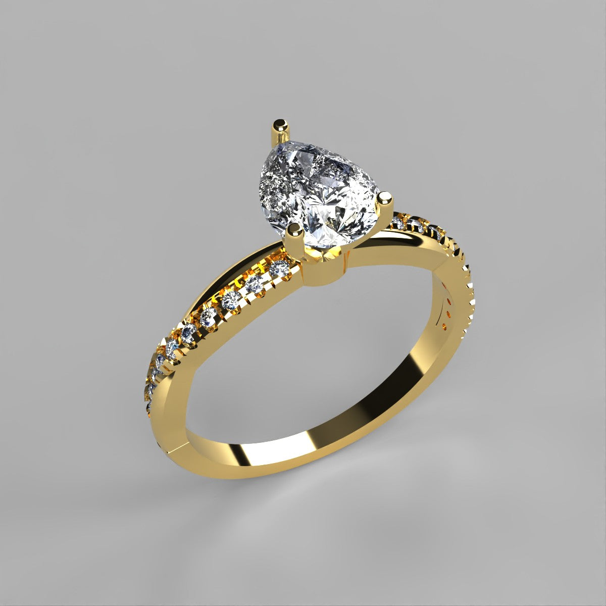 Anillo Slim en oro corte pera