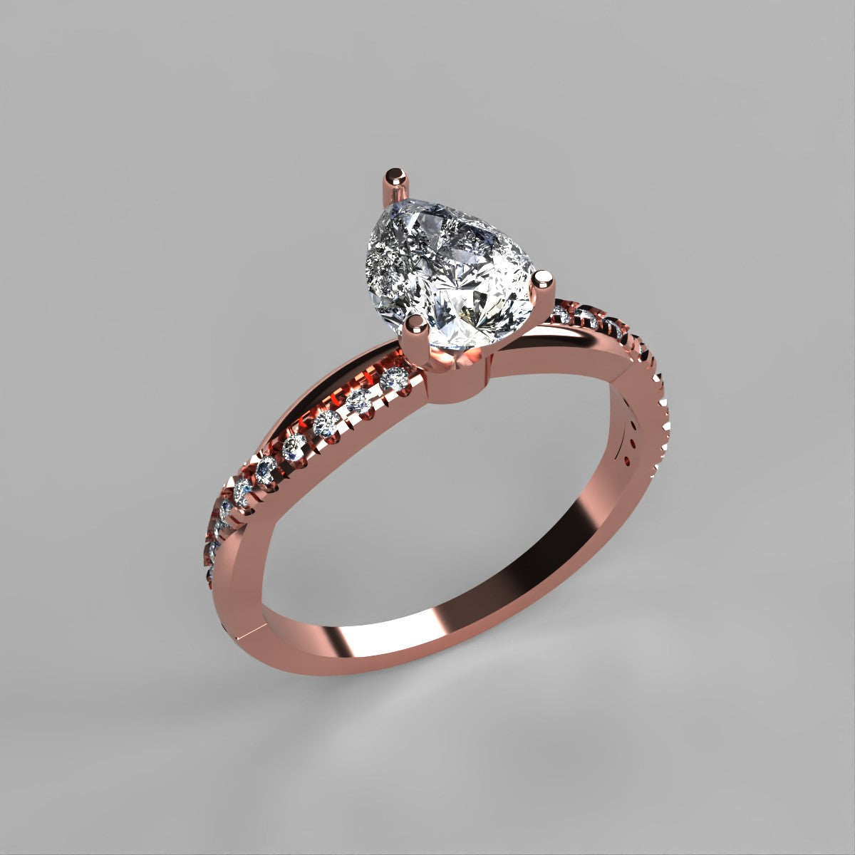 Anillo Slim en oro corte pera