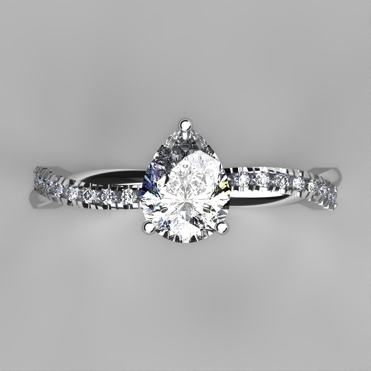 Anillo Slim en oro corte pera