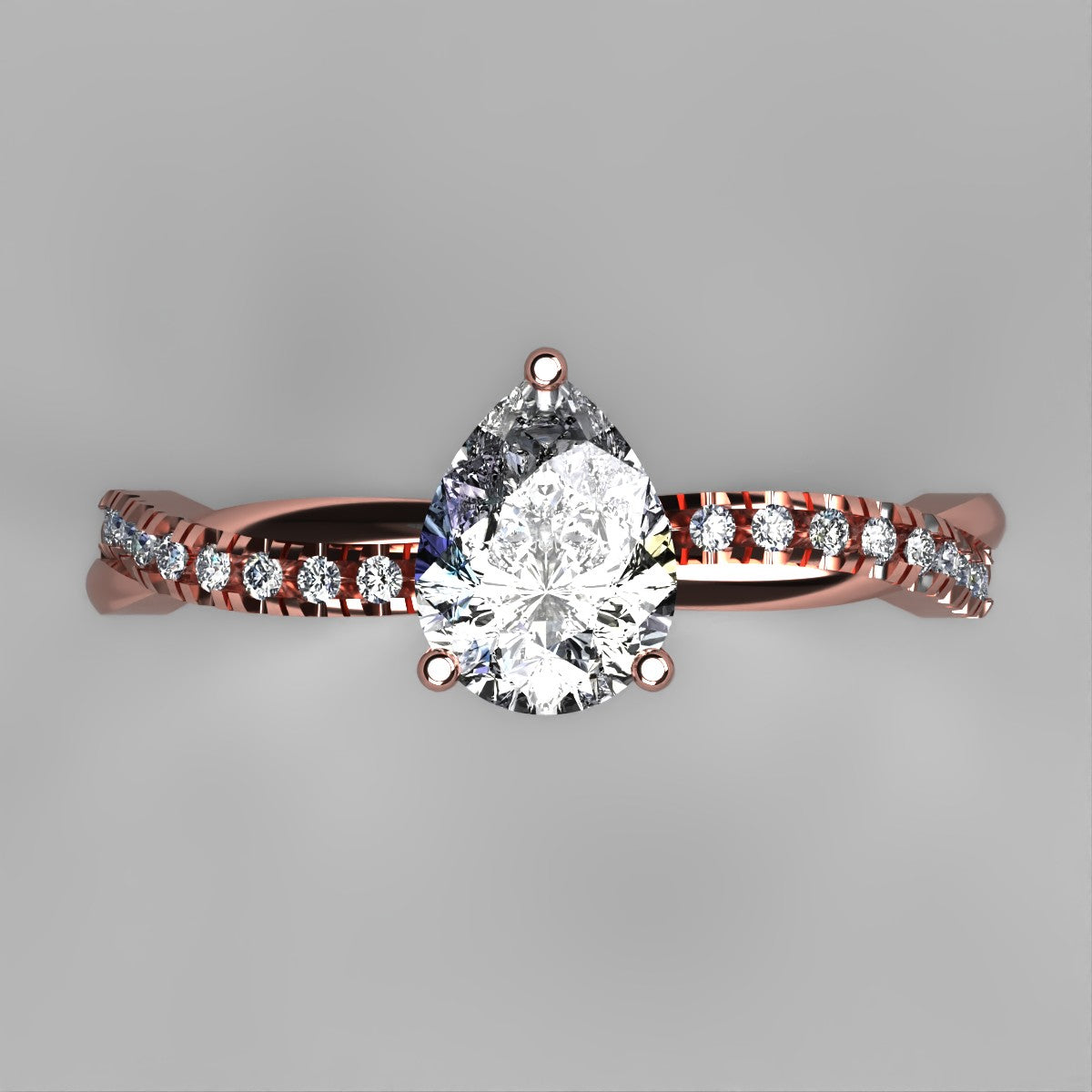 Anillo Slim en oro corte pera