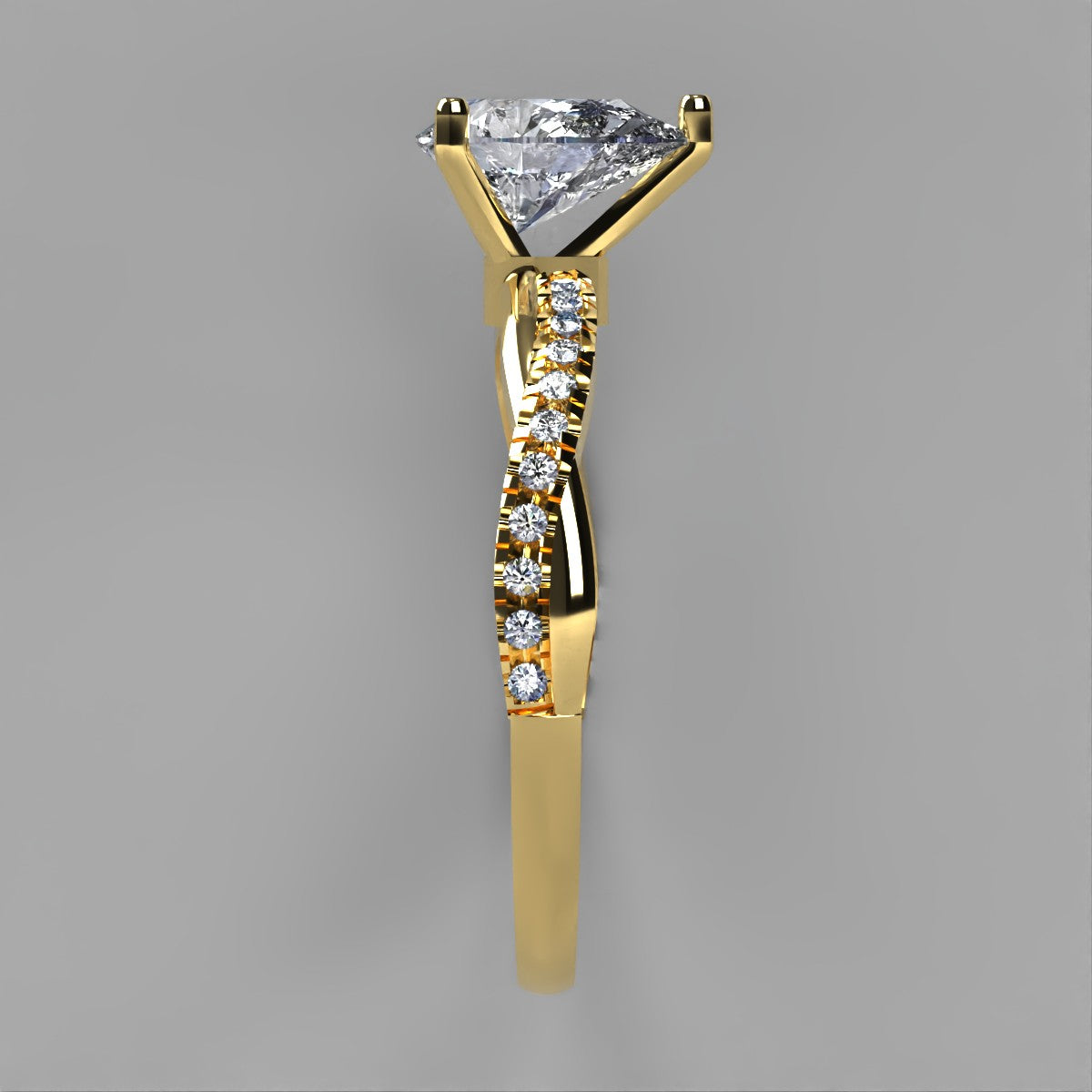 Anillo Slim en oro corte pera