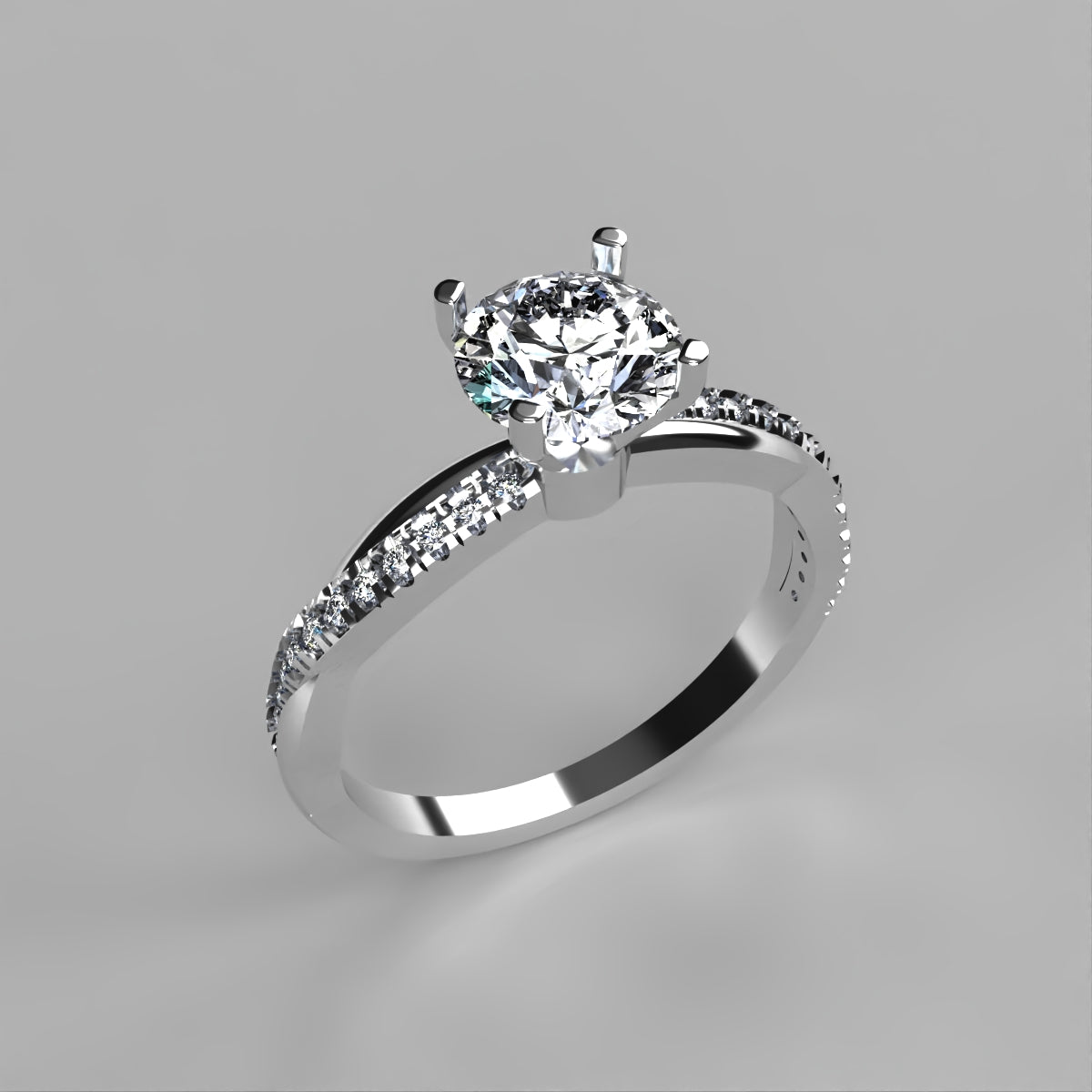 Anillo Slim en platino corte redondo con circonia
