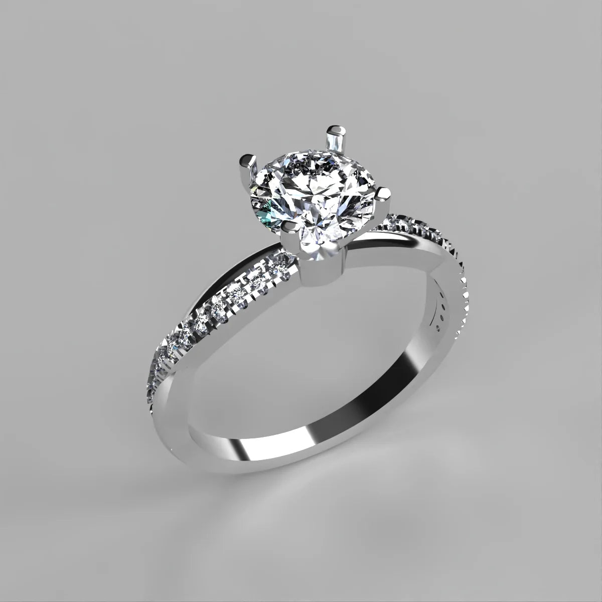 Anillo Slim en oro blanco corte redondo con diamante de laboratorio IGI