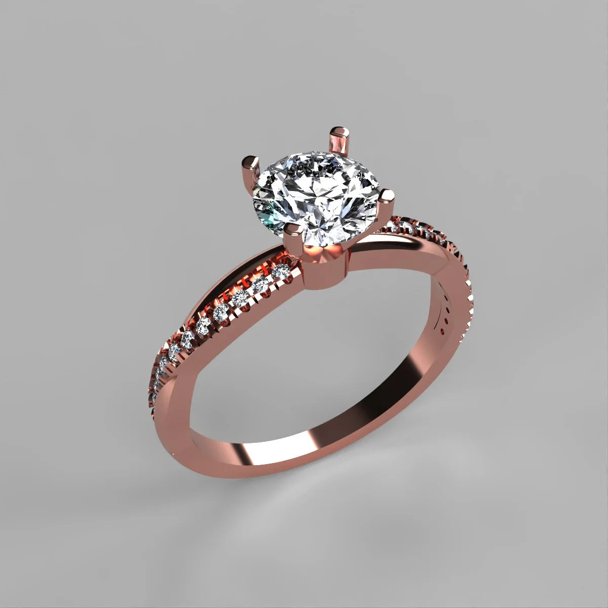 Anillo Slim en oro rosa corte redondo con diamante de laboratorio IGI