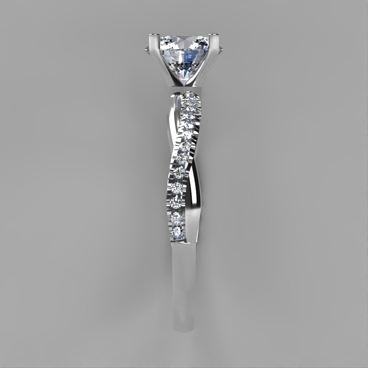 Anillo Slim en platino corte redondo con circonia