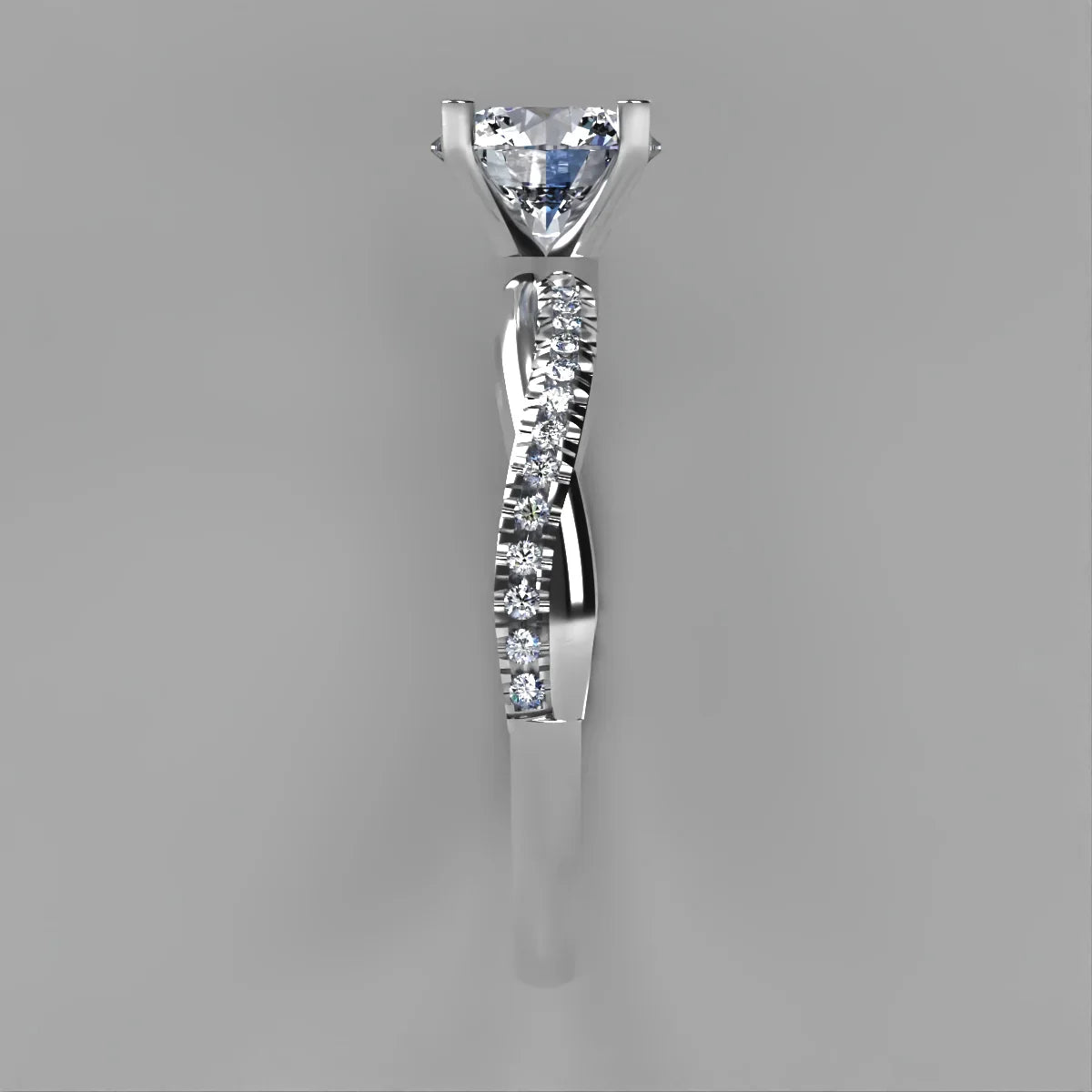 Anillo Slim en platino corte redondo con diamante natural GIA