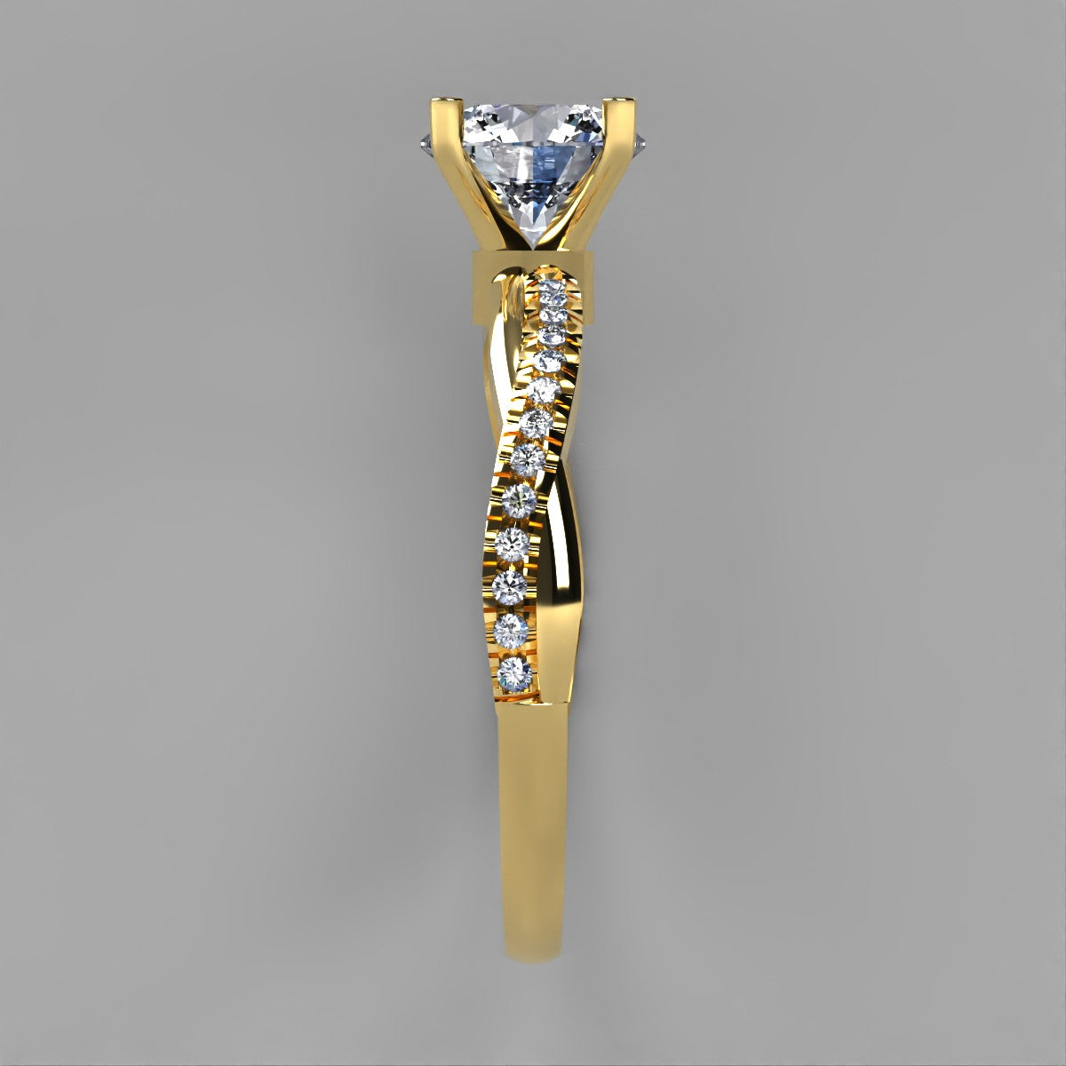 Anillo Slim en oro amarillo corte redondo con circonia