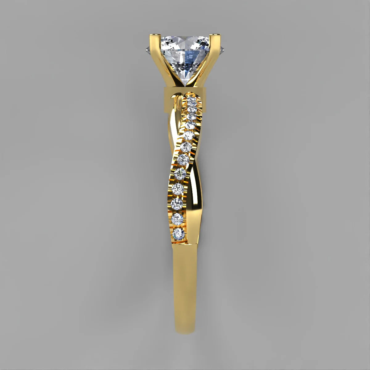 Anillo Slim en oro amarillo corte redondo con diamante de laboratorio IGI