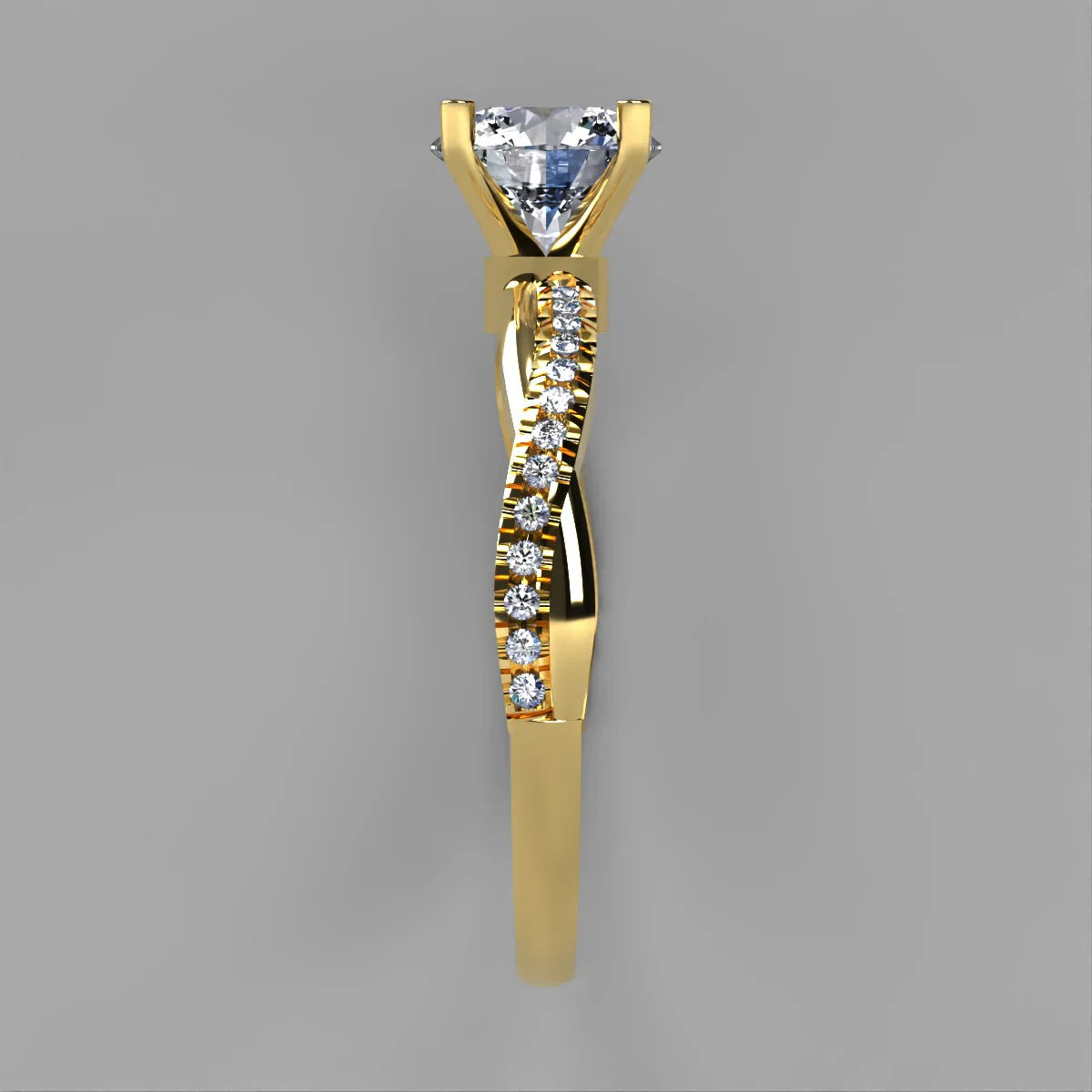 Anillo Slim en oro amarillo corte redondo con diamante natural GIA