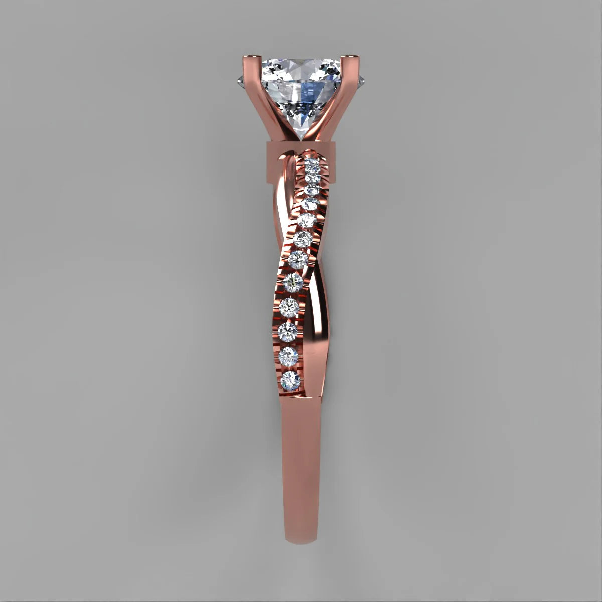 Anillo Slim en oro rosa corte redondo con diamante de laboratorio IGI