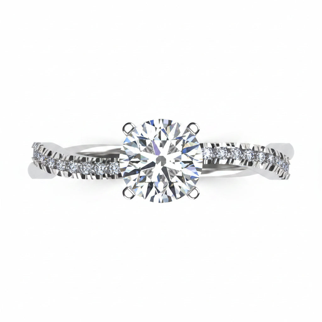 Anillo Slim en platino corte redondo con circonia
