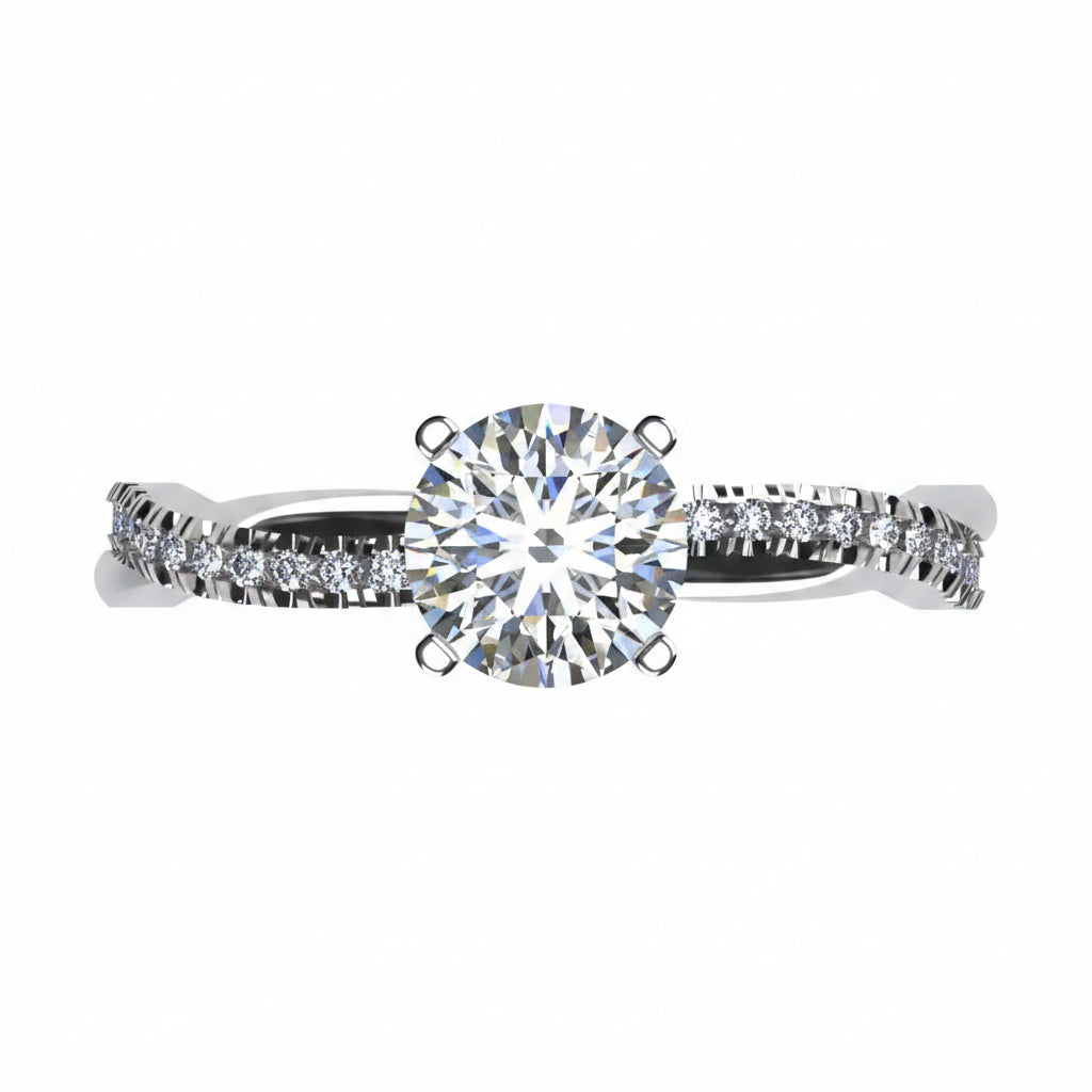 Anillo Slim en oro blanco corte redondo con diamante de laboratorio IGI