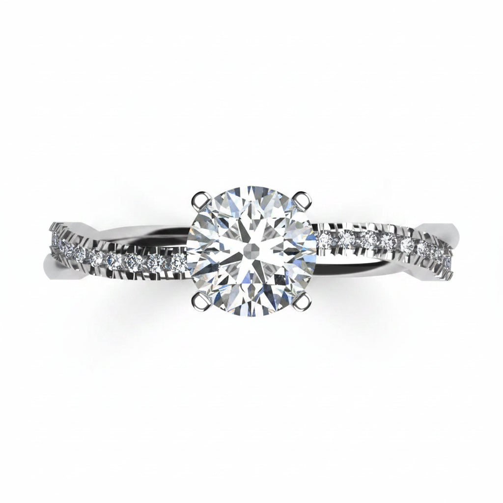 Anillo Slim en platino corte redondo con diamante de laboratorio IGI